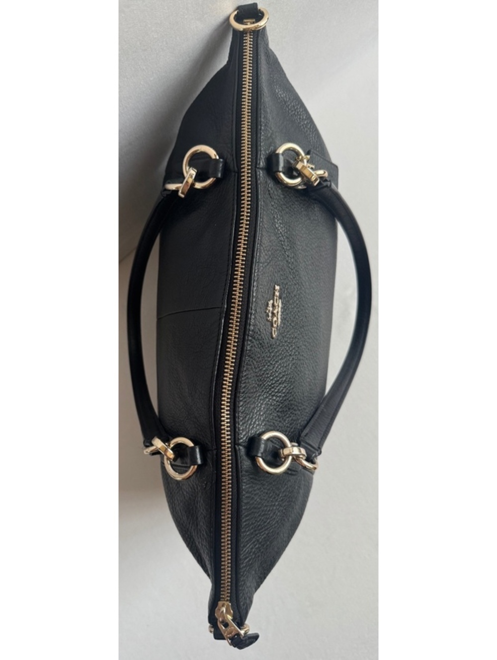 Coach Kelsey Satchel Black Pebbled Leather Gold Hardware Crossbody F36591 - Picture 6 of 16